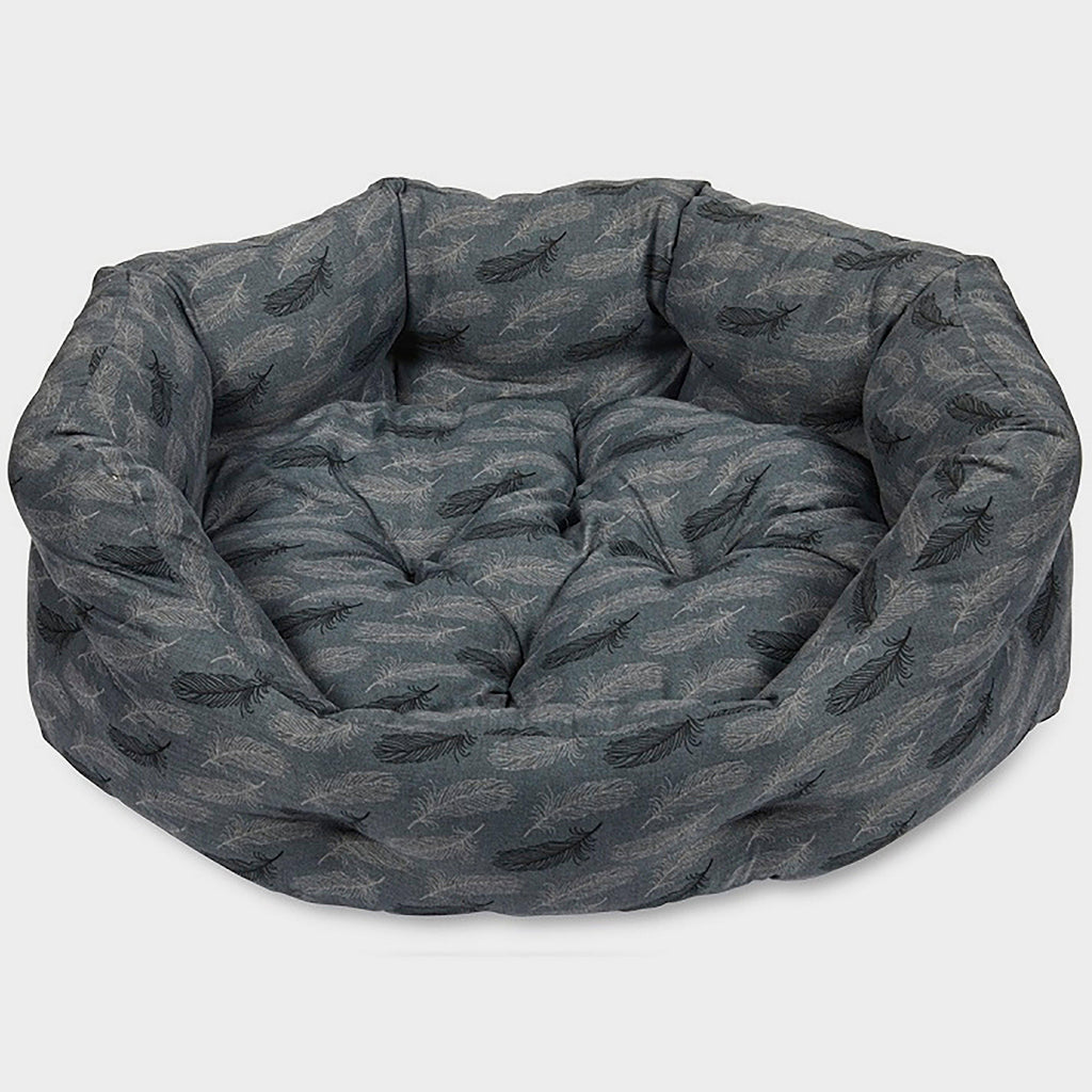 Feather Oval Dog Bed Grey