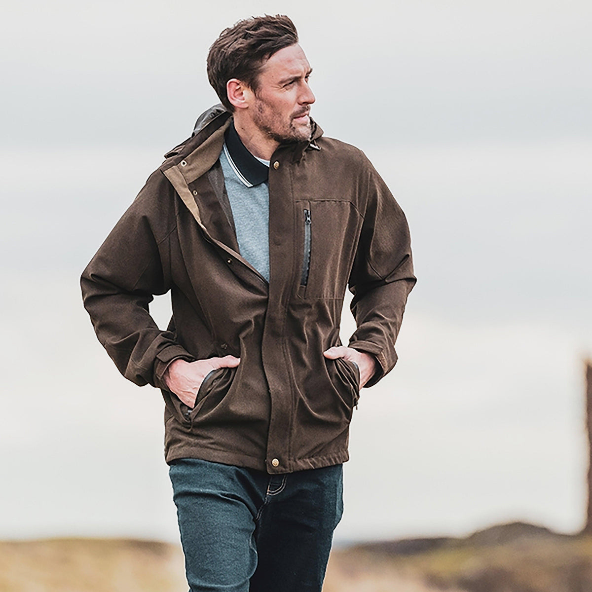 Mens Struther Waterproof Zip Jacket Dark Green