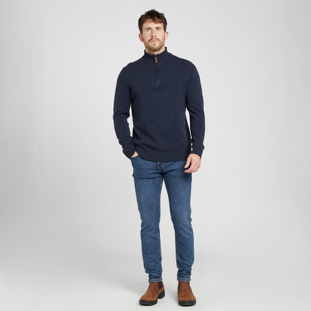 Mens Lothian 1/4 Zip Pullover Indigo