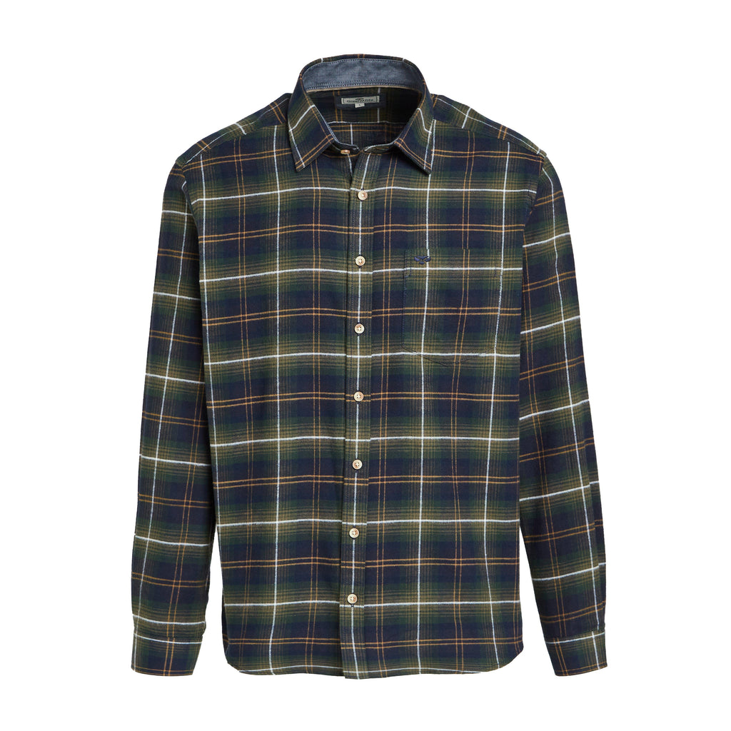 Mens Pitmedden Long Sleeve Flannel Shirt Green Check