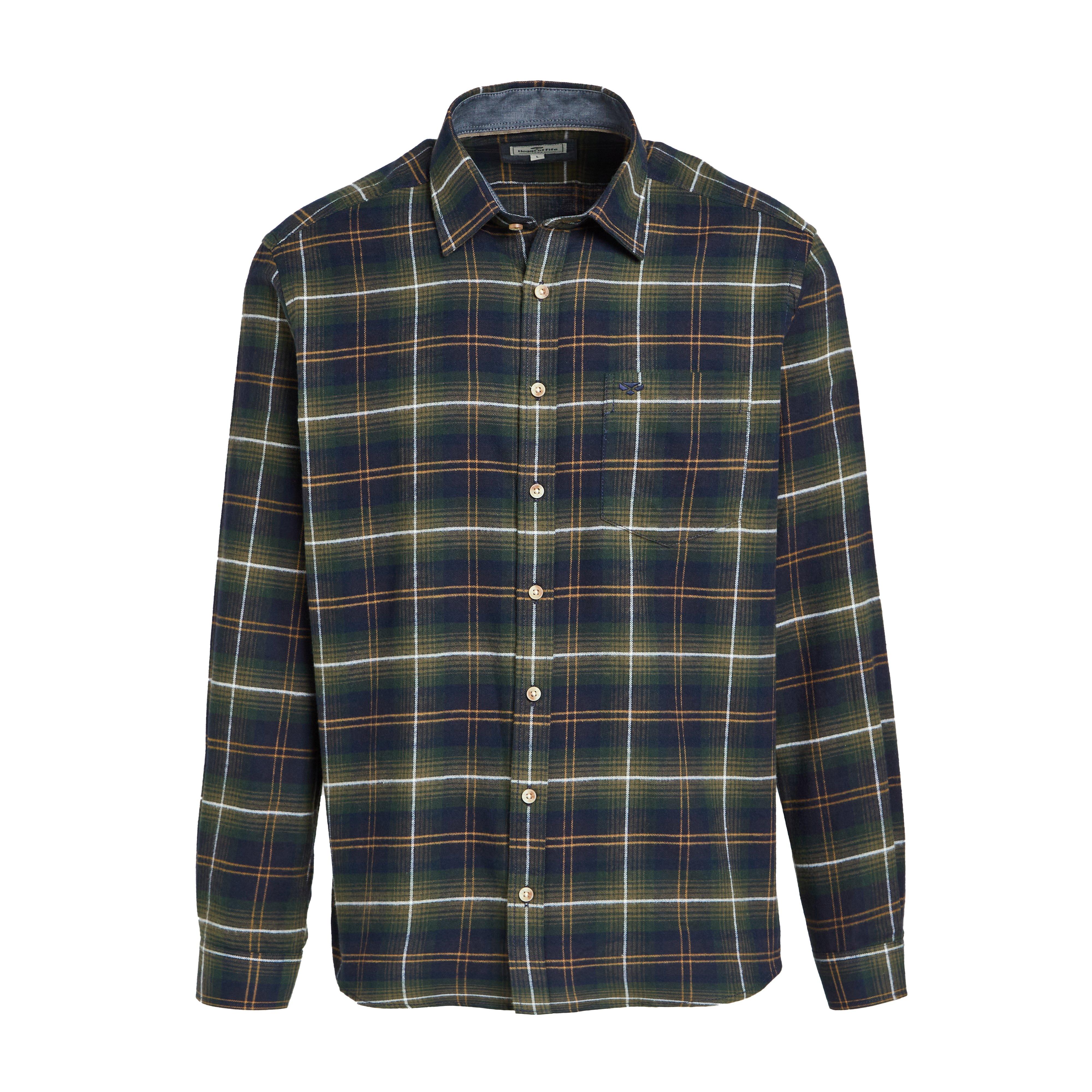 Mens Pitmedden Long Sleeve Flannel Shirt Green Check