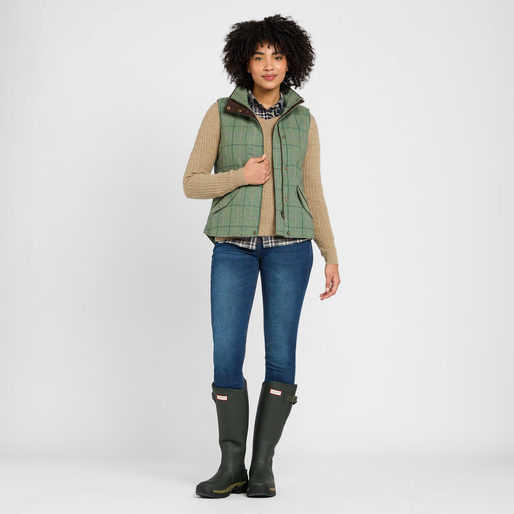 Womens Roslin Technical Tweed Waistcoat Spring Bracken