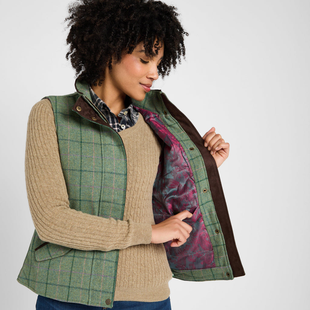 Womens Roslin Technical Tweed Waistcoat Spring Bracken
