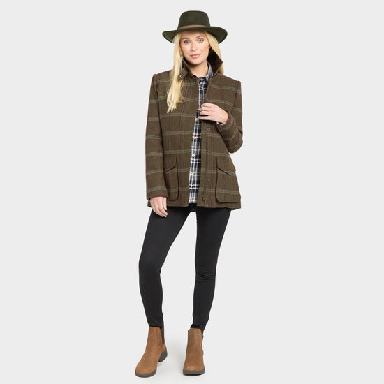 Womens Musselburgh Tweed Field Coat Bracken Tweed
