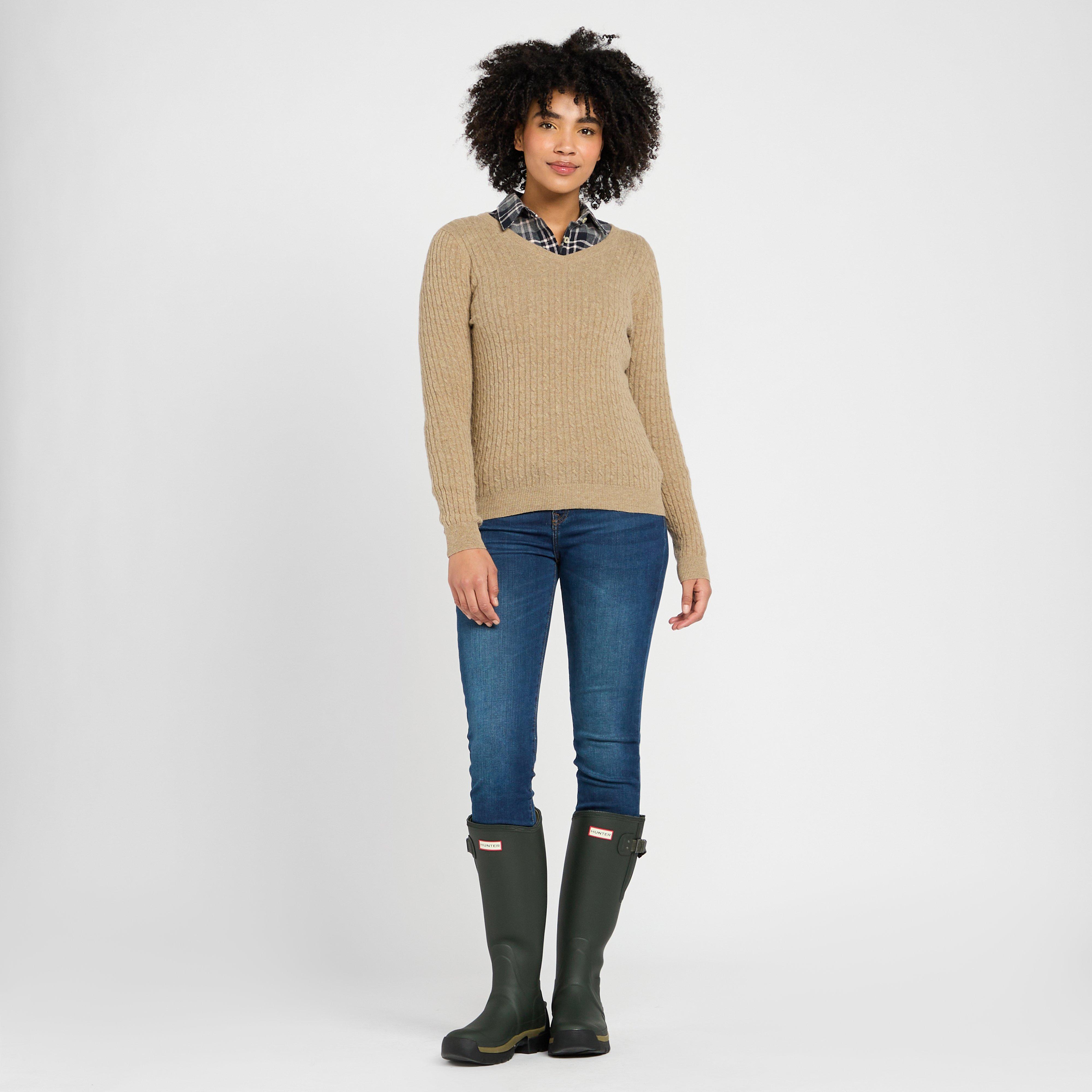 Womens Lauder Cable Pullover Camel