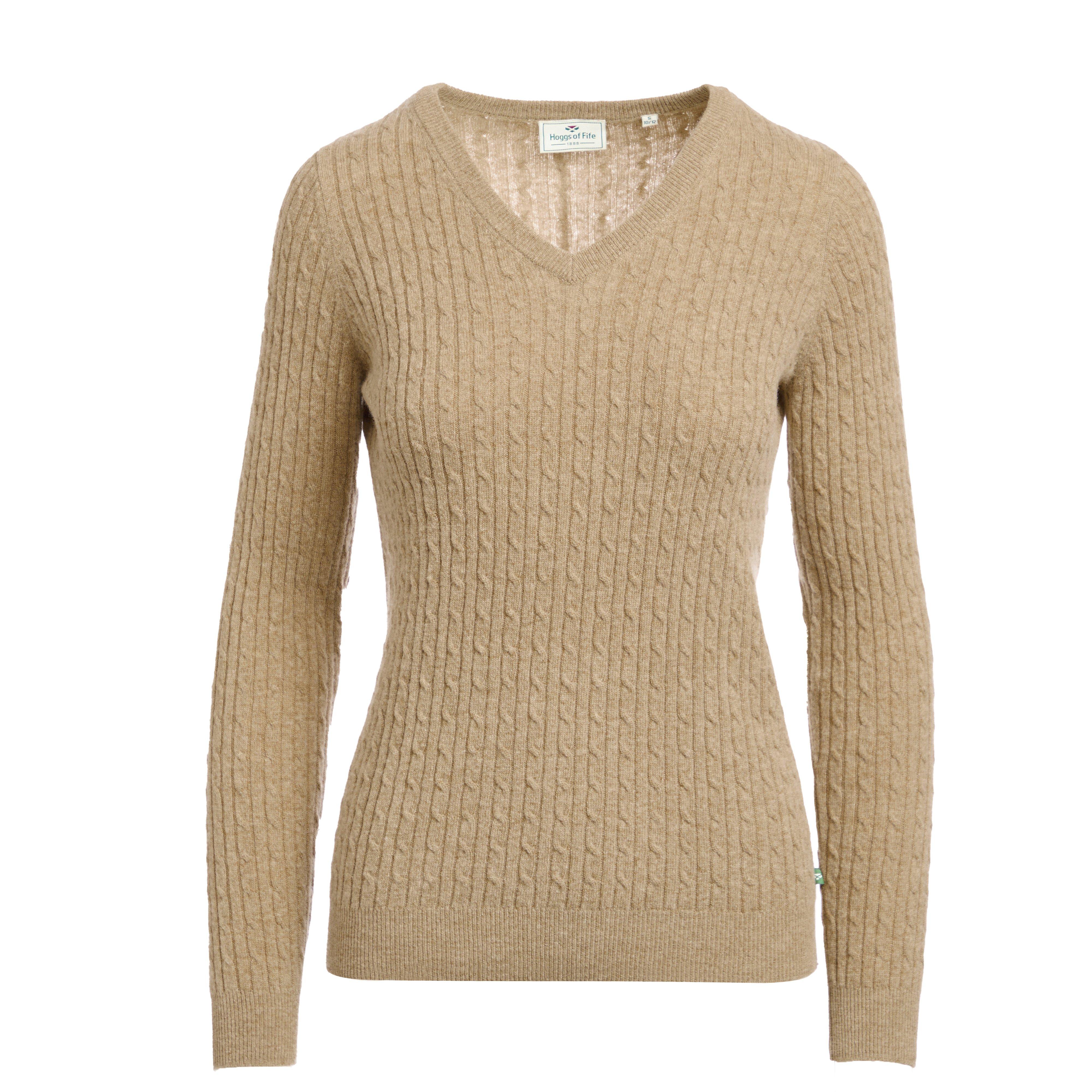 Womens Lauder Cable Pullover Camel