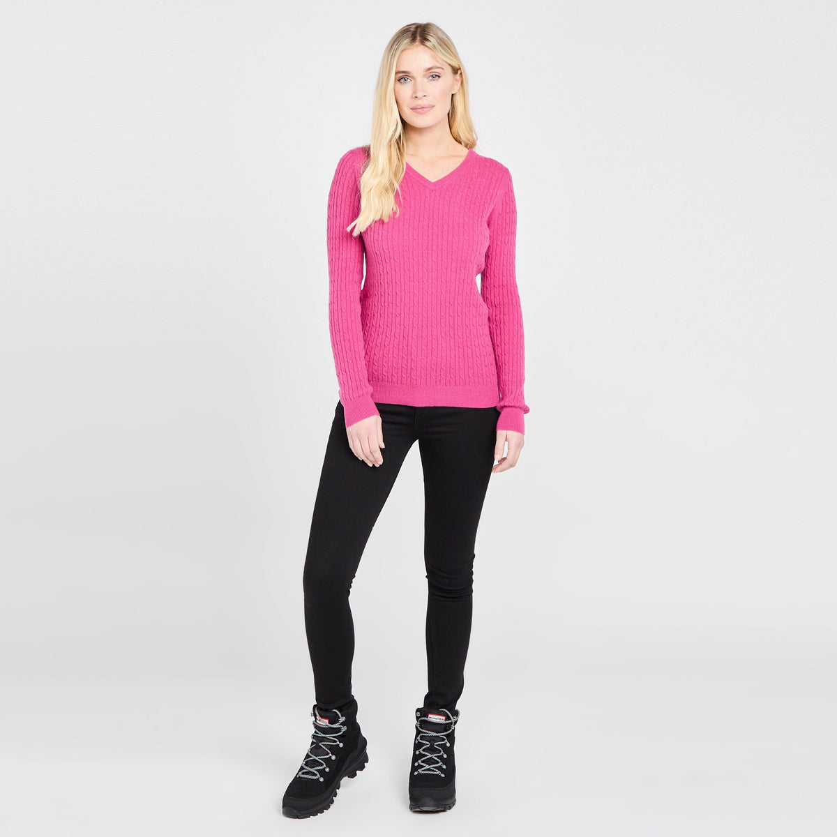 Womens Lauder Cable Pullover Cerise