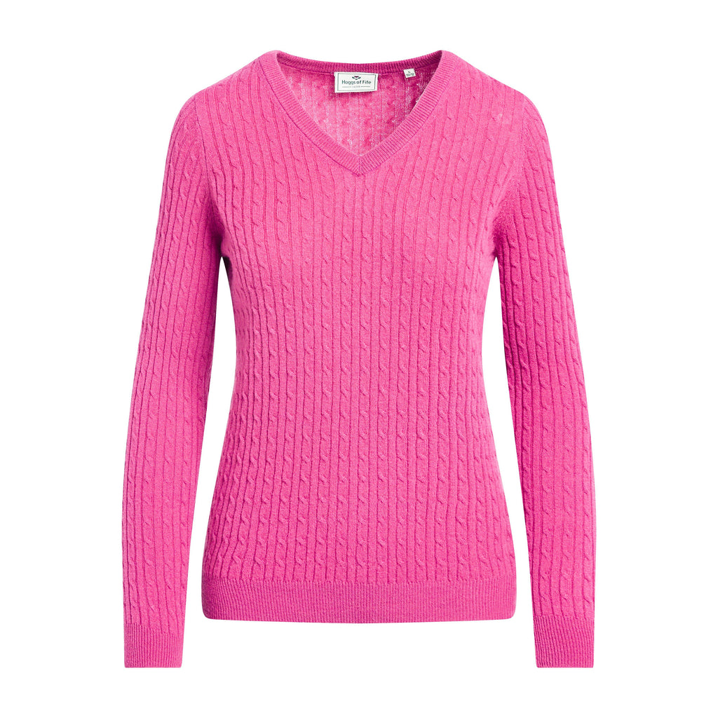 Womens Lauder Cable Pullover Cerise