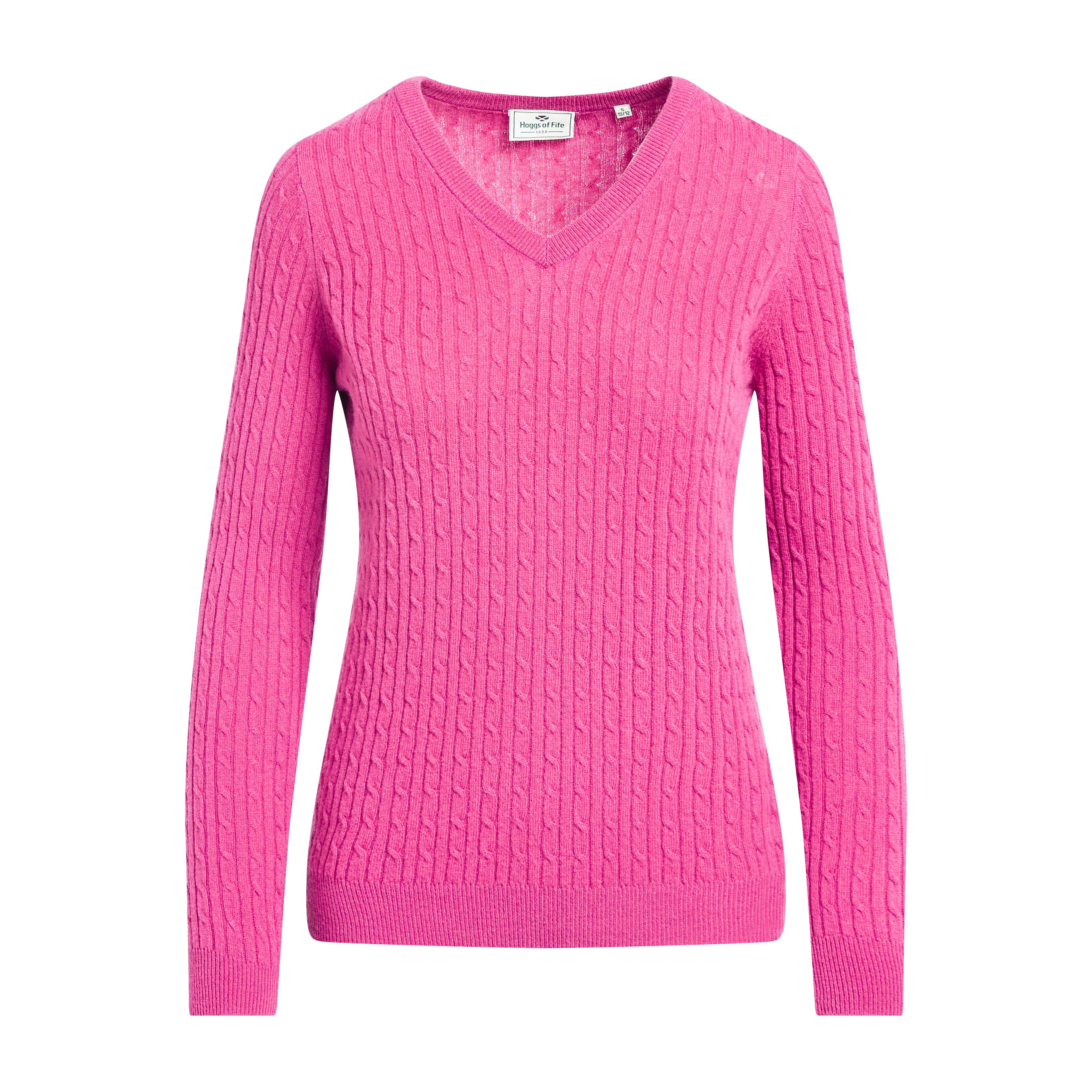 Womens Lauder Cable Pullover Cerise