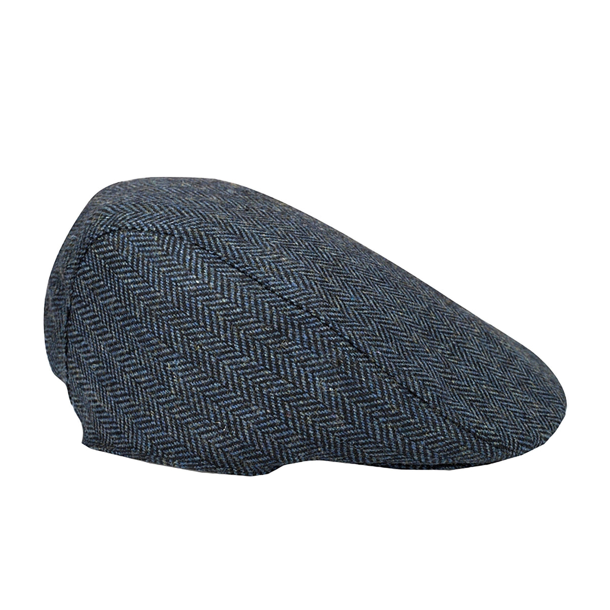 Mens Herringbone Waterproof Tweed Cap Blue Check