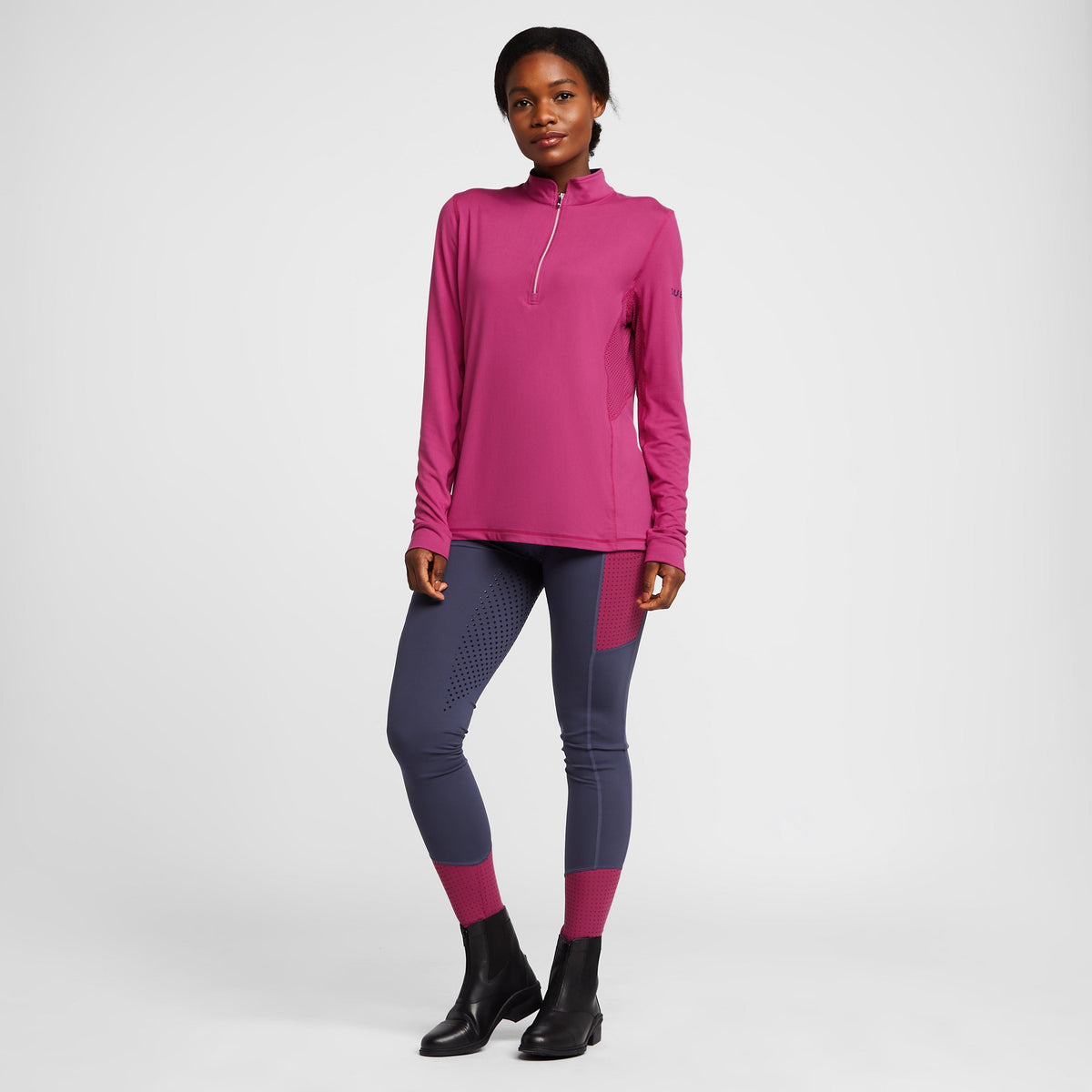 Womens Power Tech Colour Block Full Grip Training Tights Red Violet