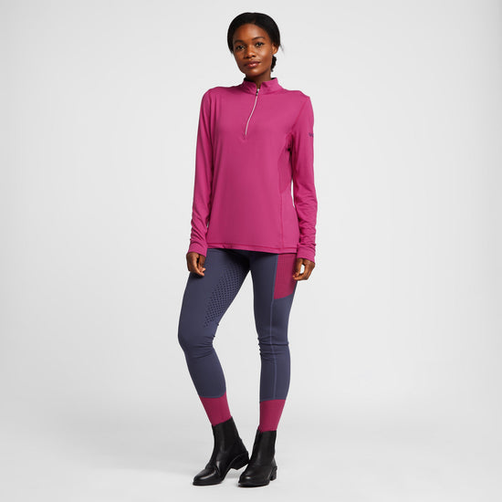 Womens Power Tech Colour Block Full Grip Training Tights Red Violet