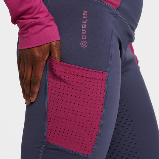 Womens Power Tech Colour Block Full Grip Training Tights Red Violet