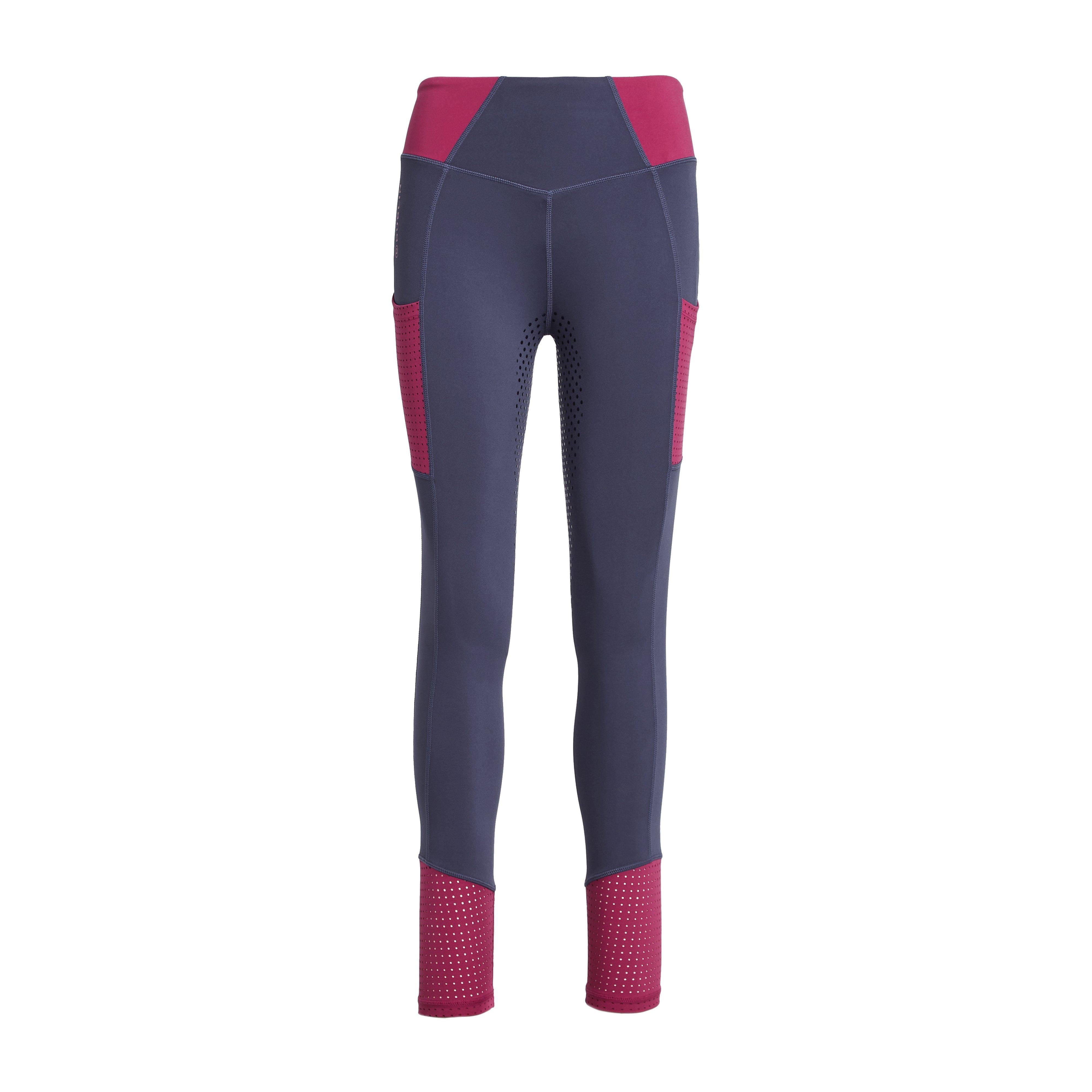 Womens Power Tech Colour Block Full Grip Training Tights Red Violet