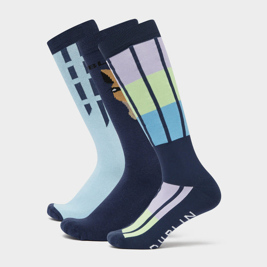 3 Pack Socks Blueberry Navy Horse Face