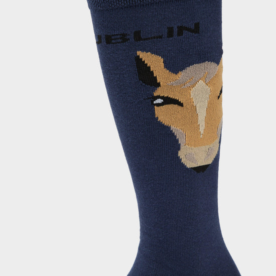 3 Pack Socks Blueberry Navy Horse Face