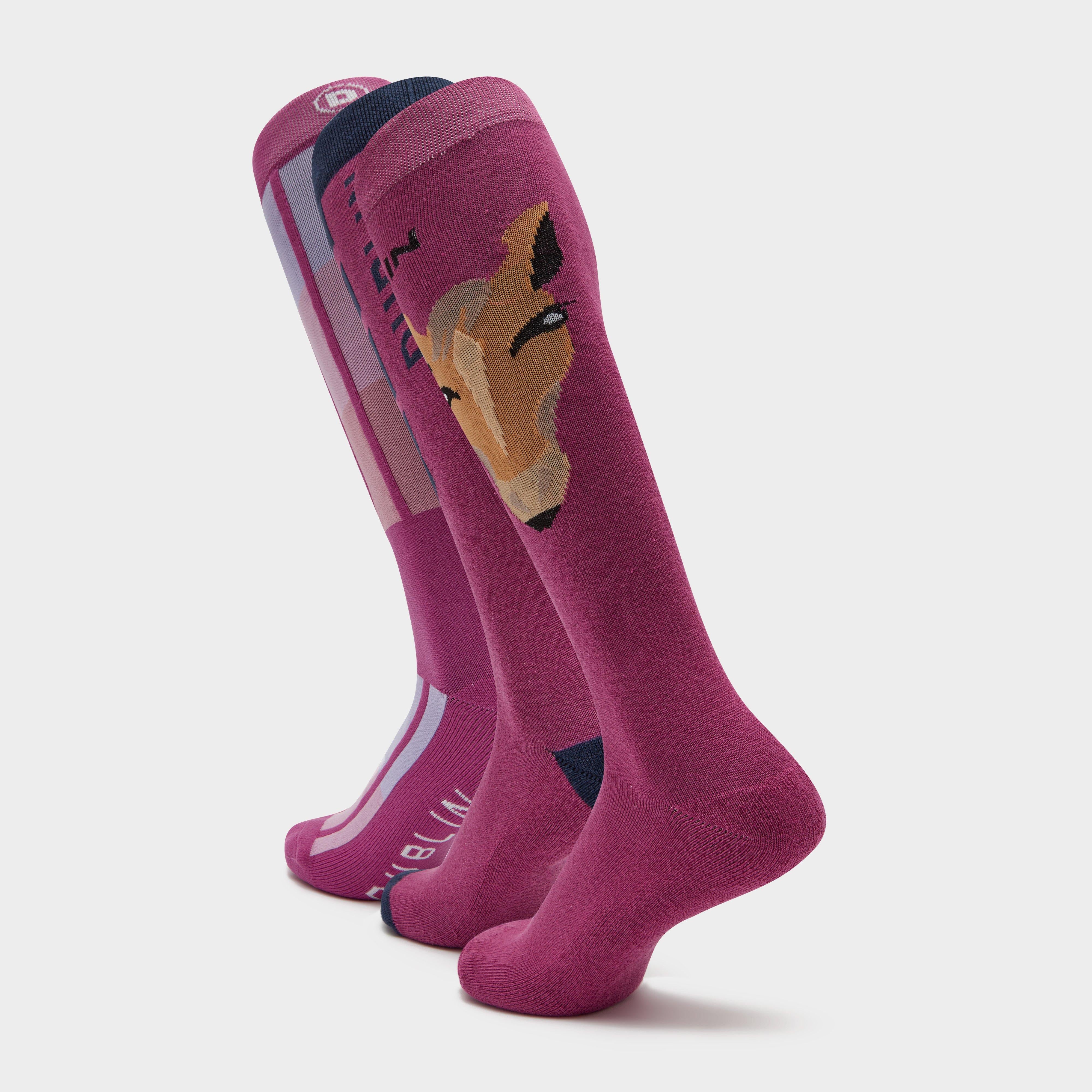 3 Pack Socks Red Violet Horse Face