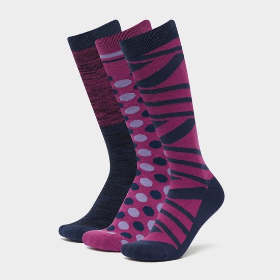 3 Pack Socks Red Violet Ombre