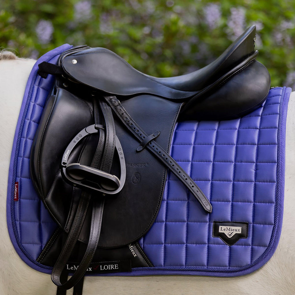 Loire Memory Satin Dressage Square Saddle Pad Bluebell