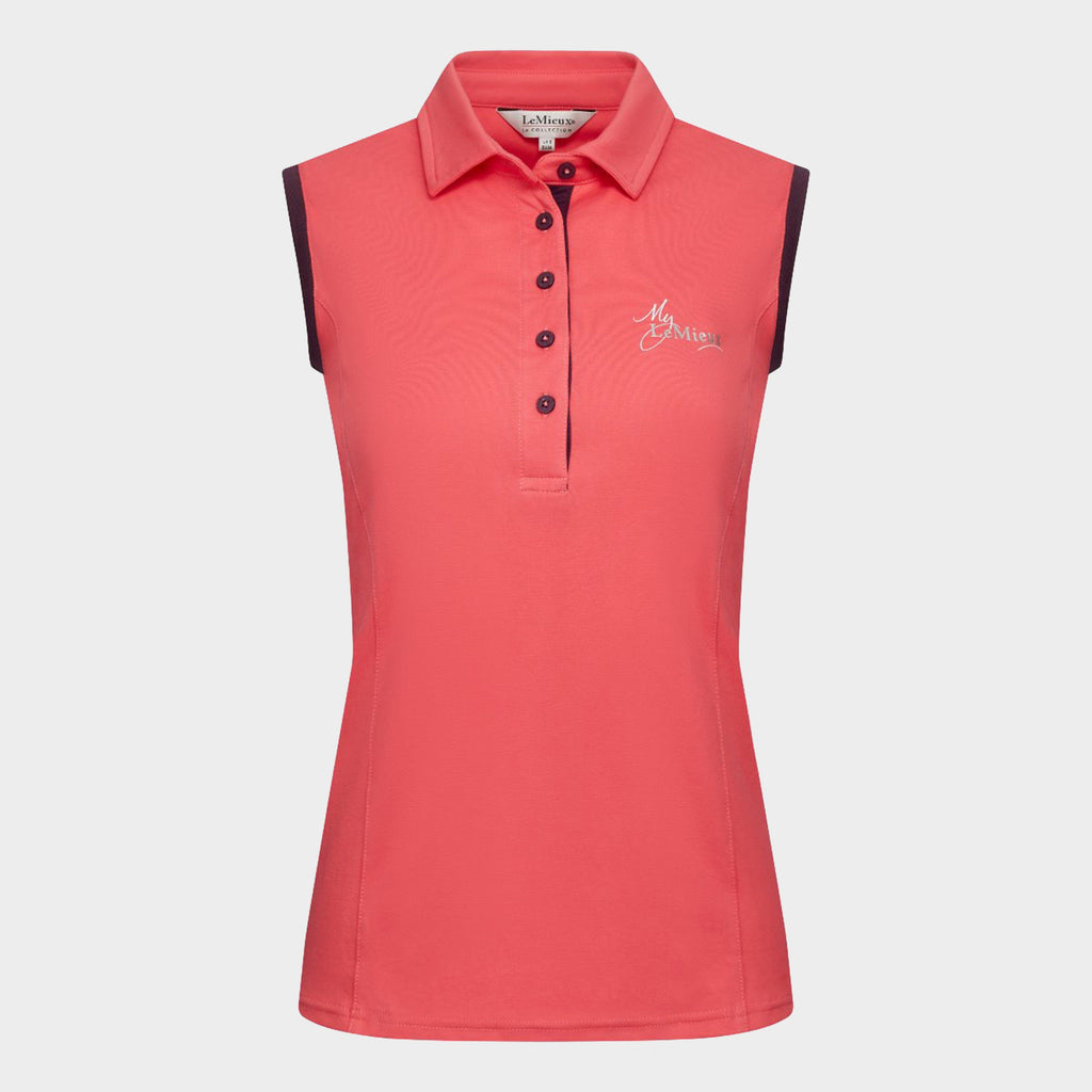 Womens Sleeveless Polo Papaya