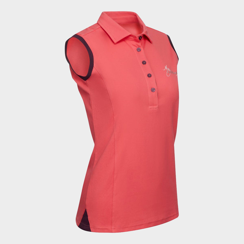 Womens Sleeveless Polo Papaya