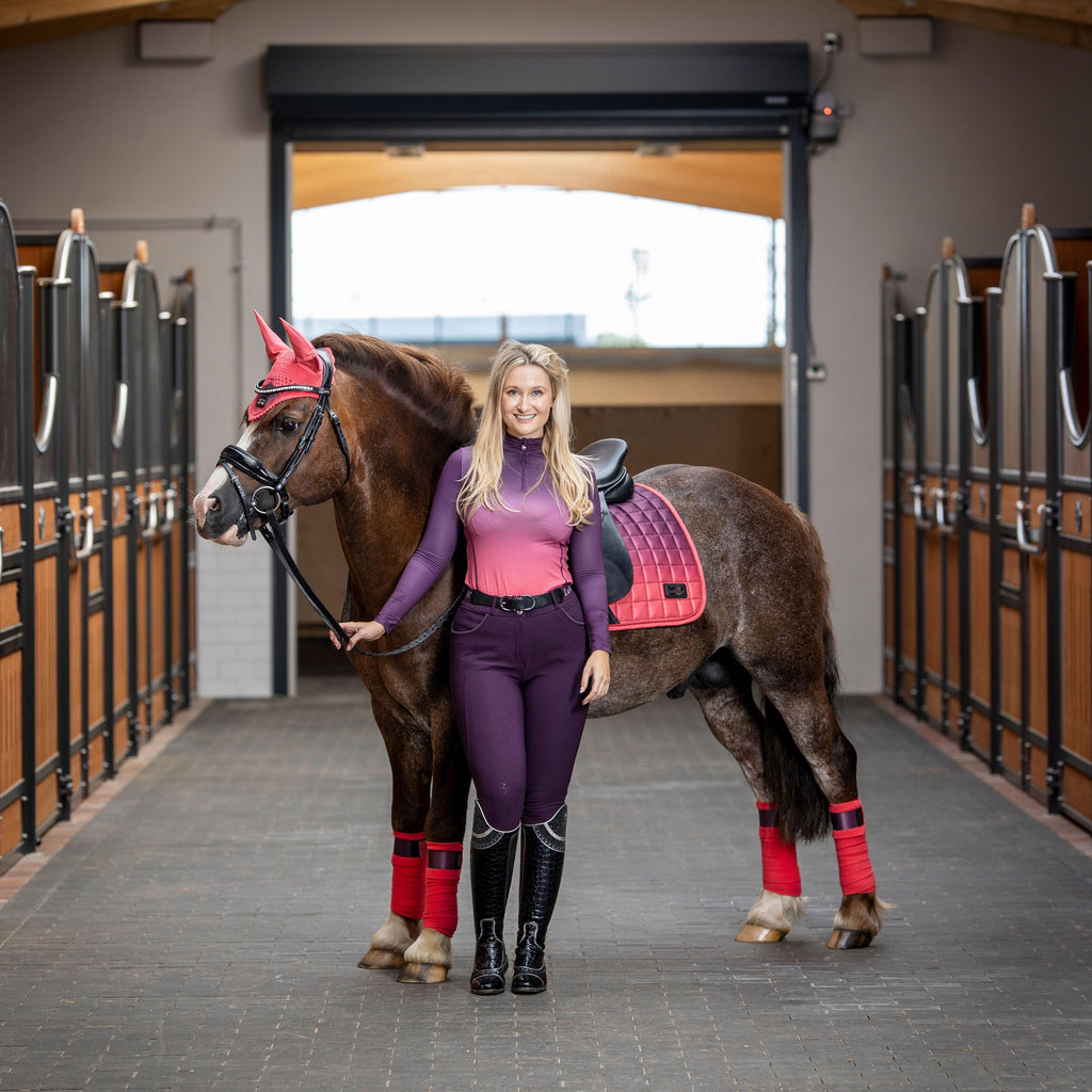 Spectrum Satin Polo Bandages Papaya/Aubergine