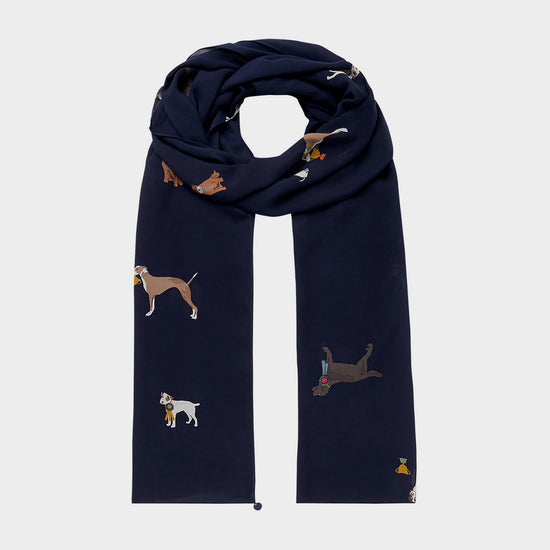 Women's Conway Scarf Navy Dogs