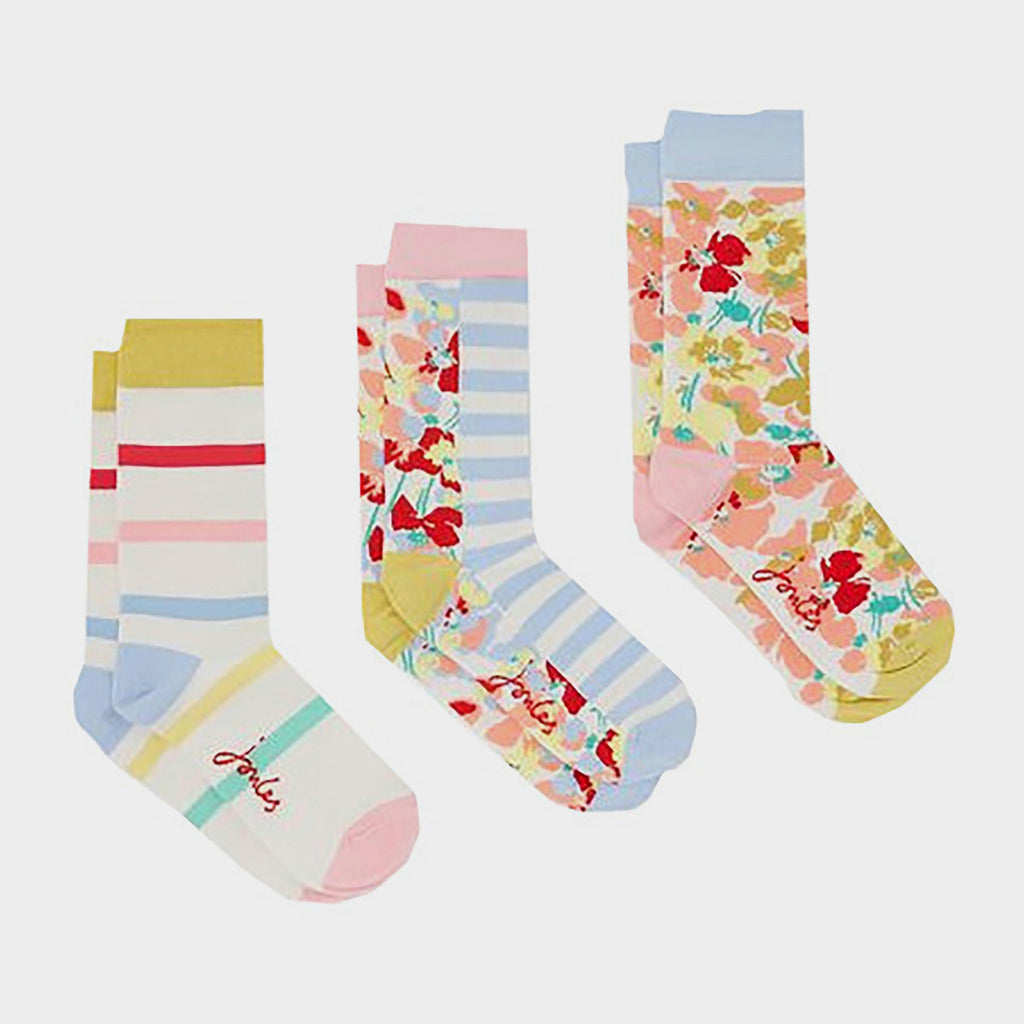 Womens Everyday 3 Pack Socks Cream Leopard