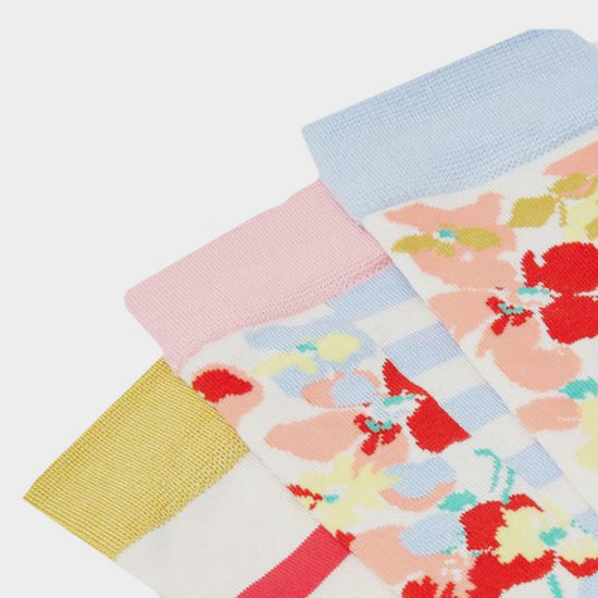 Womens Everyday 3 Pack Socks Cream Leopard