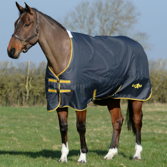 Defiant 600D Lite Weight Standard Neck Turnout Rug Dark Grey/Yellow