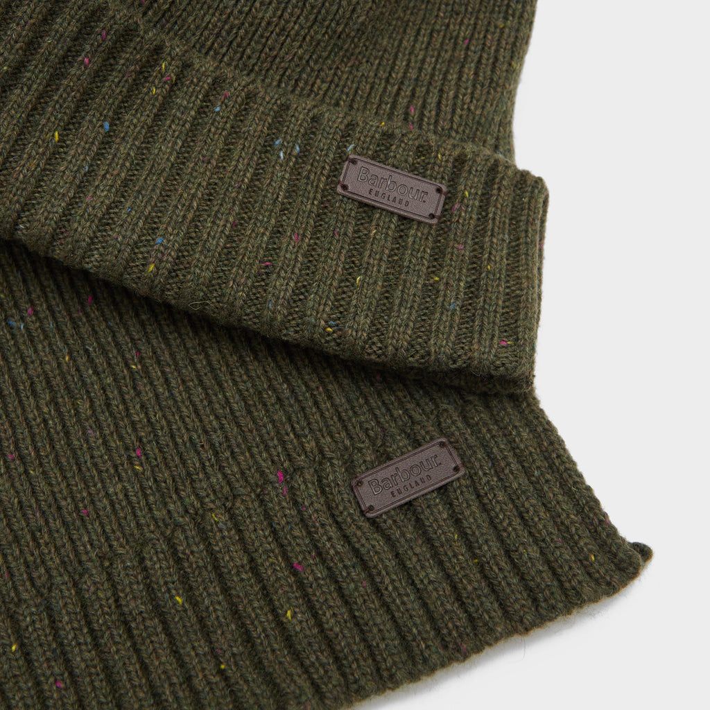 Fleck Hat & Scarf Set Olive