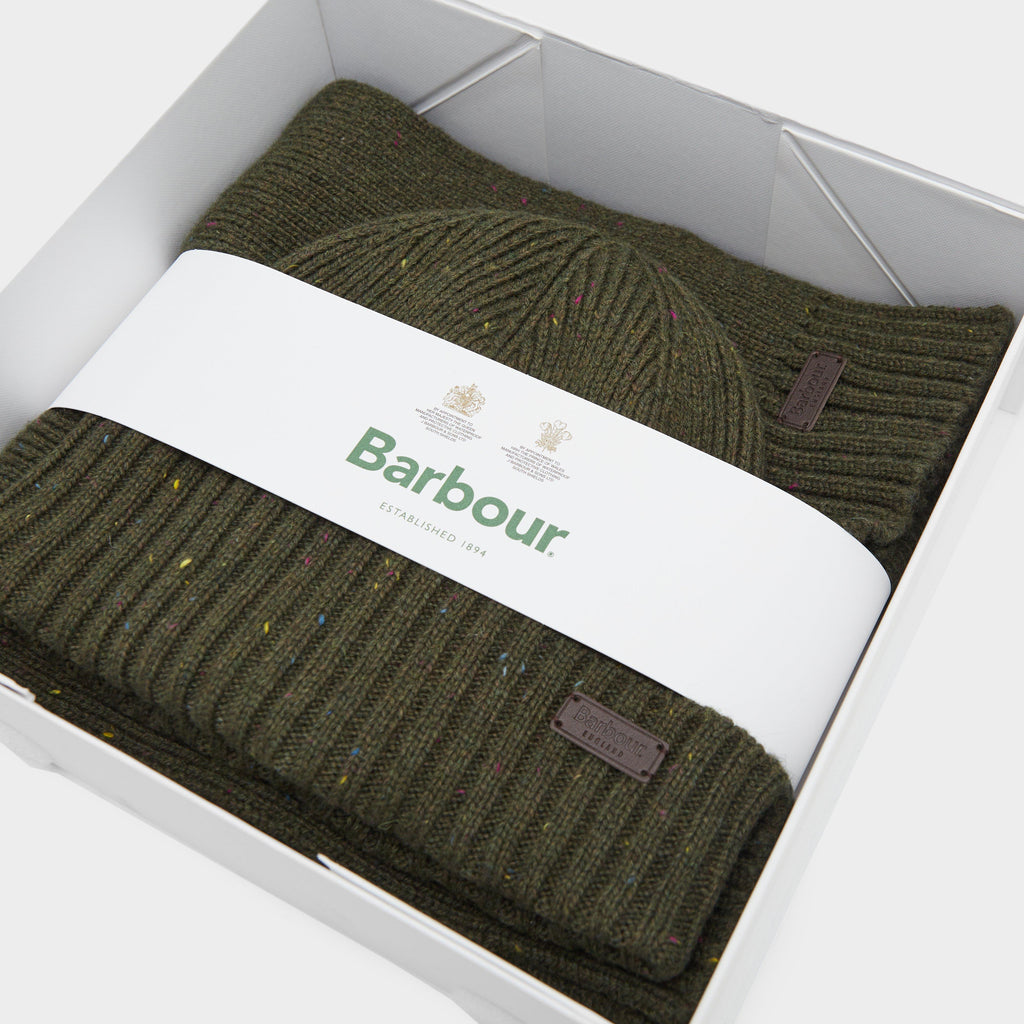 Fleck Hat & Scarf Set Olive