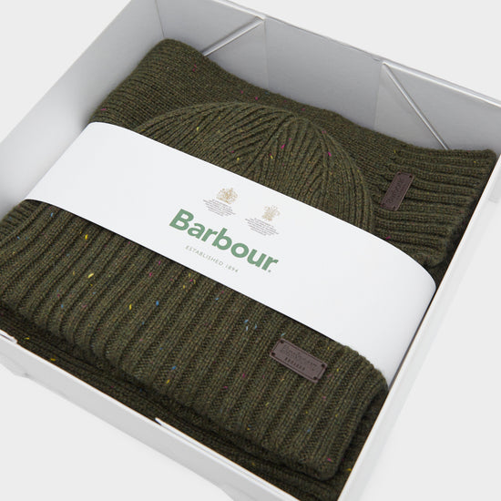 Fleck Hat & Scarf Set Olive