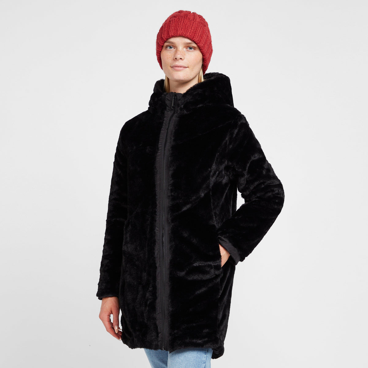 Womens Caileigh Reversible Parka Jacket Black