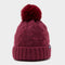 Adults Chunky Knit Bobble Hat Wine