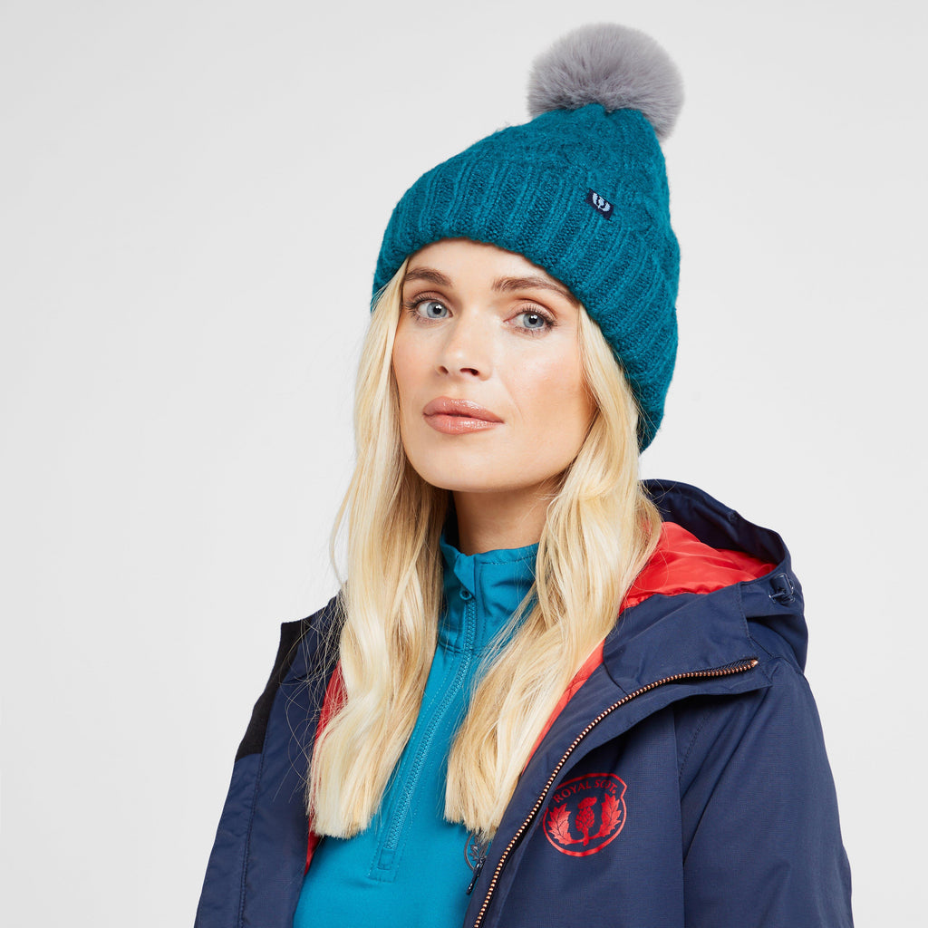 Adults Chunky Knit Bobble Hat Ocean Blue