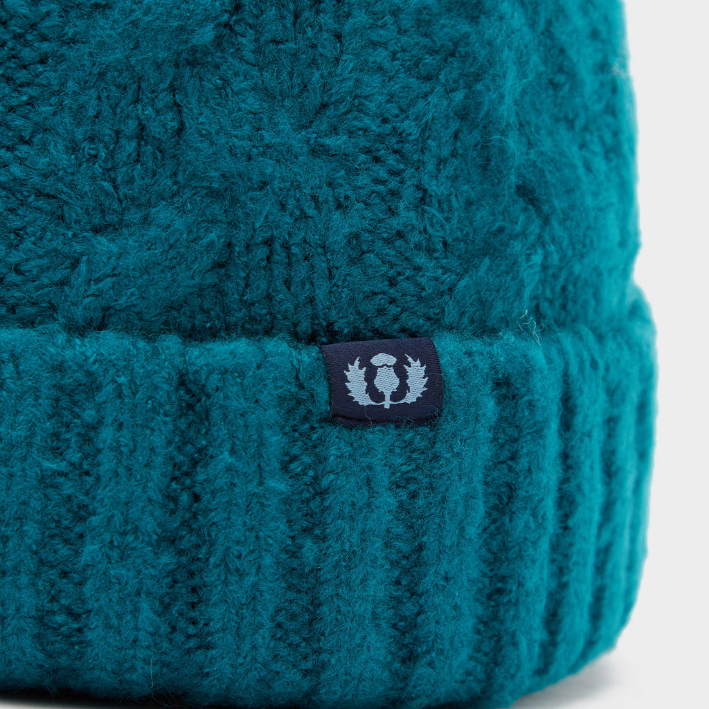 Adults Chunky Knit Bobble Hat Ocean Blue