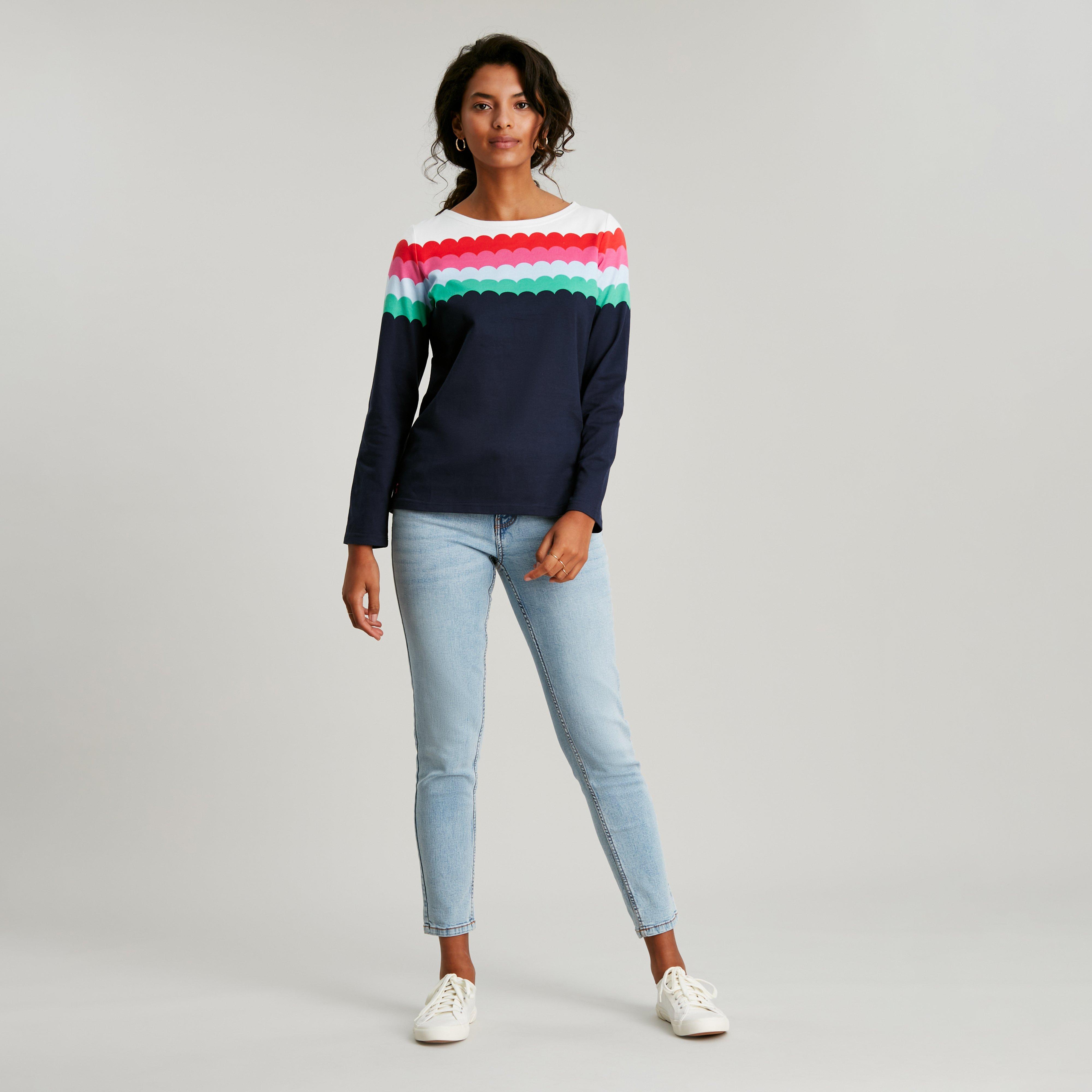 Womens Harbour Top Multi Scallop Stripe
