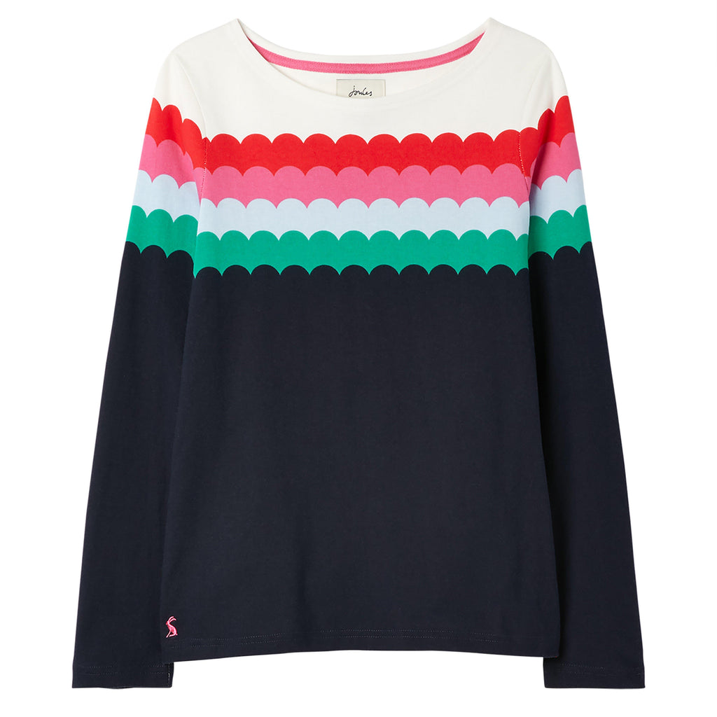 Womens Harbour Top Multi Scallop Stripe