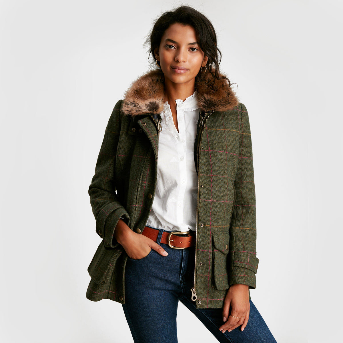 Womens Fieldcoat Green Tweed