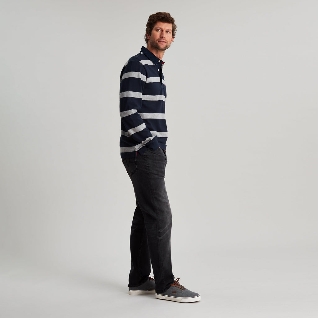 Mens Onside Sweater Grey Navy Stripe