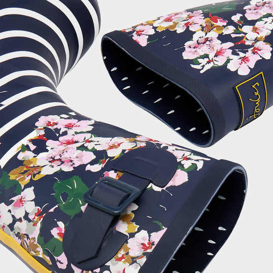 Womens Molly Welly Navy Floral Stripe
