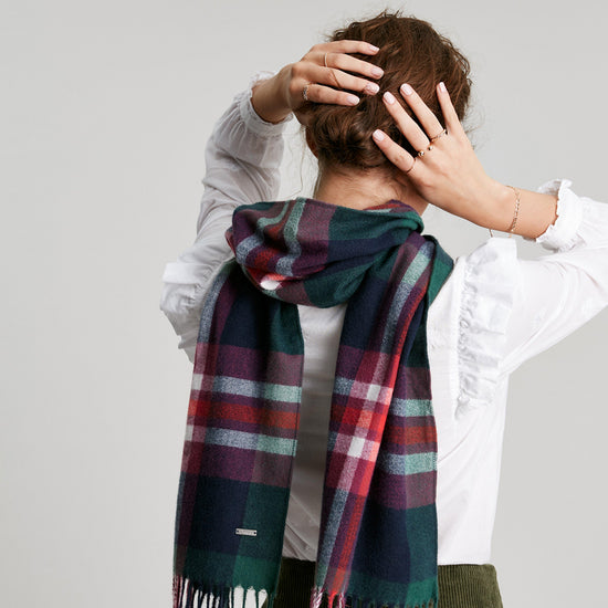 Womens Bracken Scarf Navy Pink Check