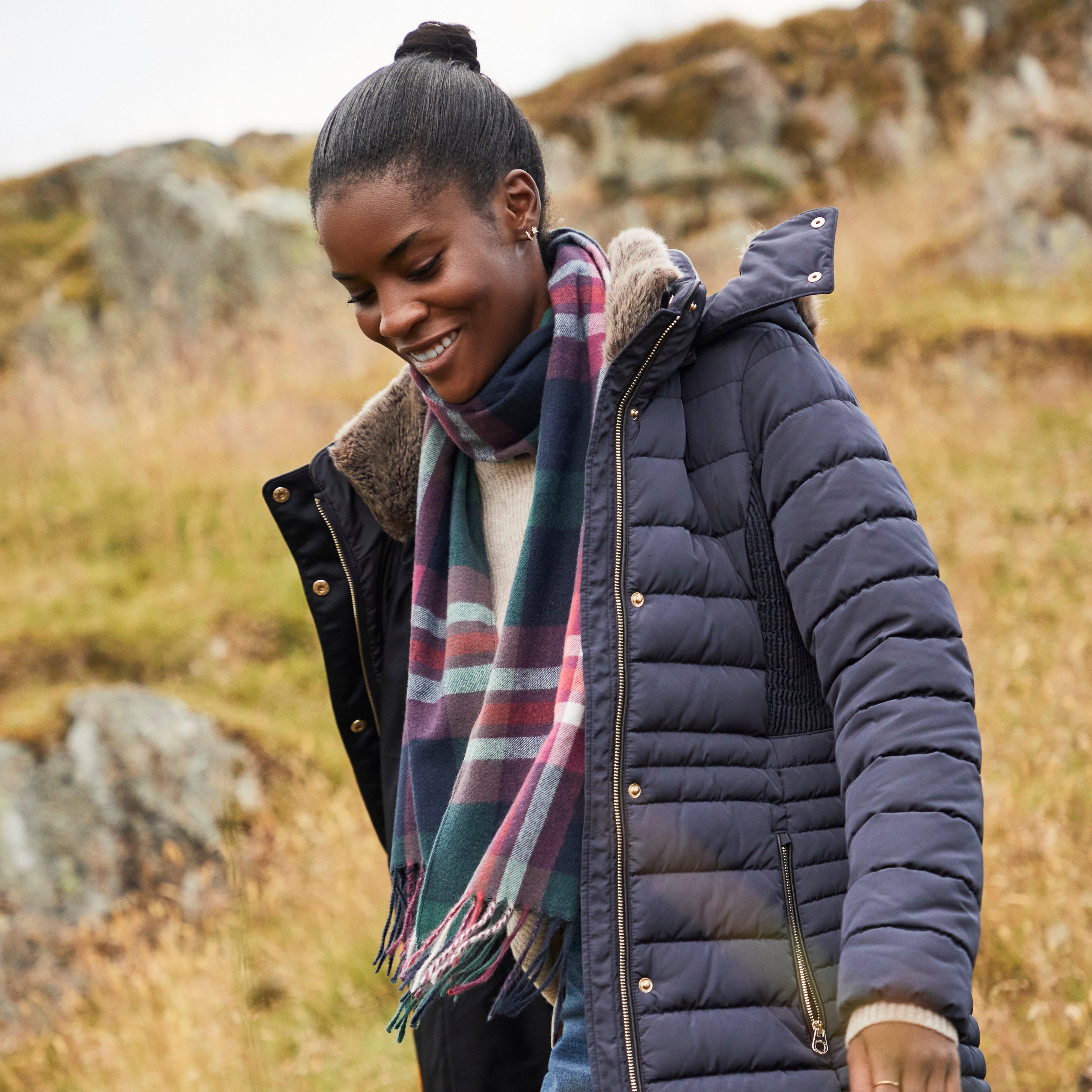 Womens Bracken Scarf Navy Pink Check