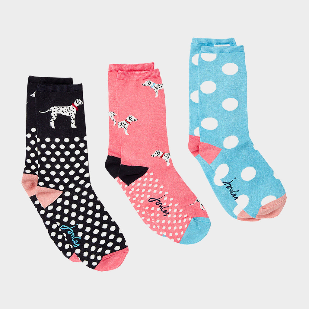 Womens Excellent Everyday Vero Socks 3 Pack Pink Dalmations