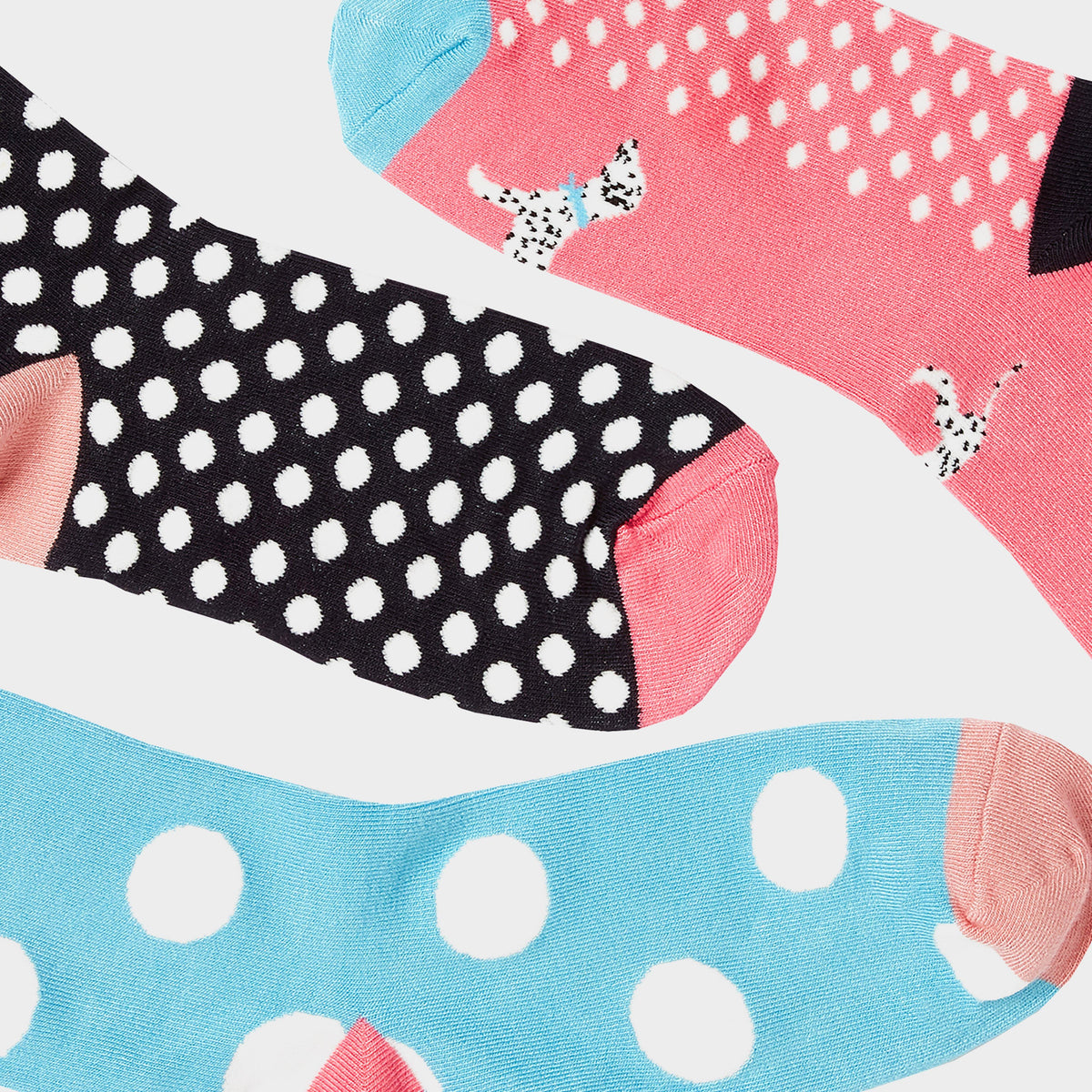 Womens Excellent Everyday Vero Socks 3 Pack Pink Dalmations