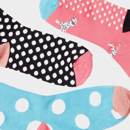 Womens Excellent Everyday Vero Socks 3 Pack Pink Dalmations