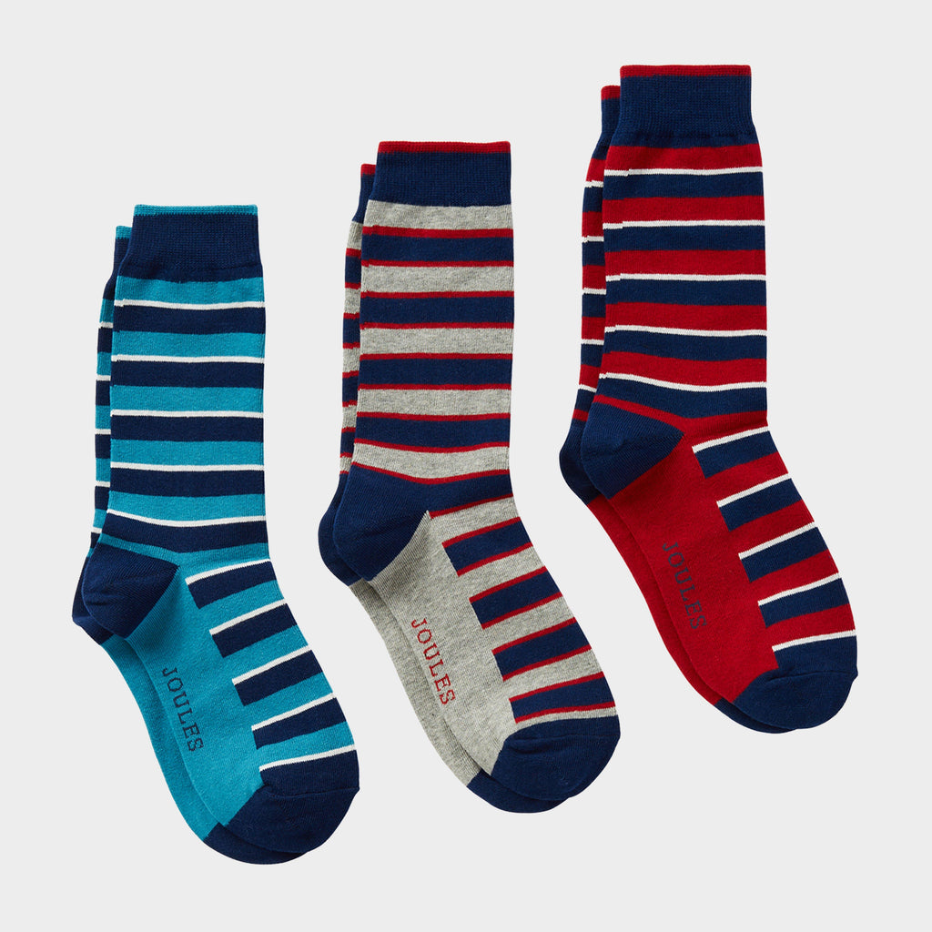 Men's 3 Pack Striking Socks Multi Stripe