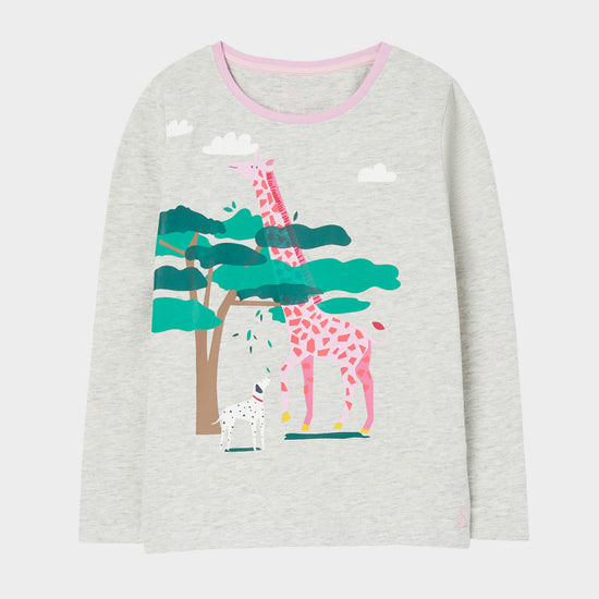 Kids Bessie Long Sleeve Screenprint T-Shirt Grey Animals