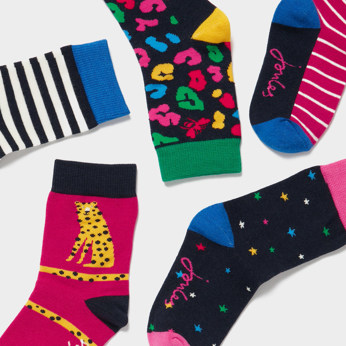 Kids' Brill Bamboo 5 Pack Socks Pink Leopard